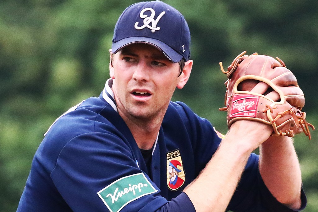 Endlich zurück zum Team gestoßen: Luke Sommer hatte auf dem Mound nichts verlernt.
Foto: Kalle Linkert